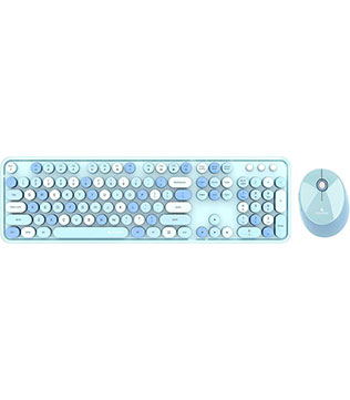 Coconut Vintage Keyboard And Mouse Wireless Combo (Blue)